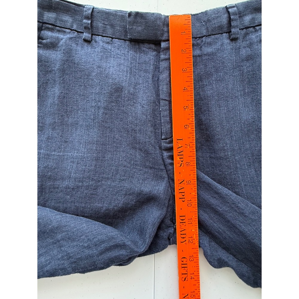 H&M Womens Slim Fit Linen Trousers Summer Pants 33R Navy Blue - Picture 9 of 10